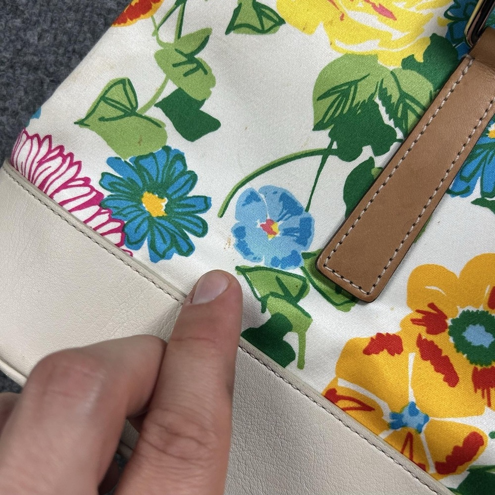 Coach Tote Bag Womens Medium Multicolor Floral Leather Shoulder Purse C2J-7746 - Picture 3 of 9